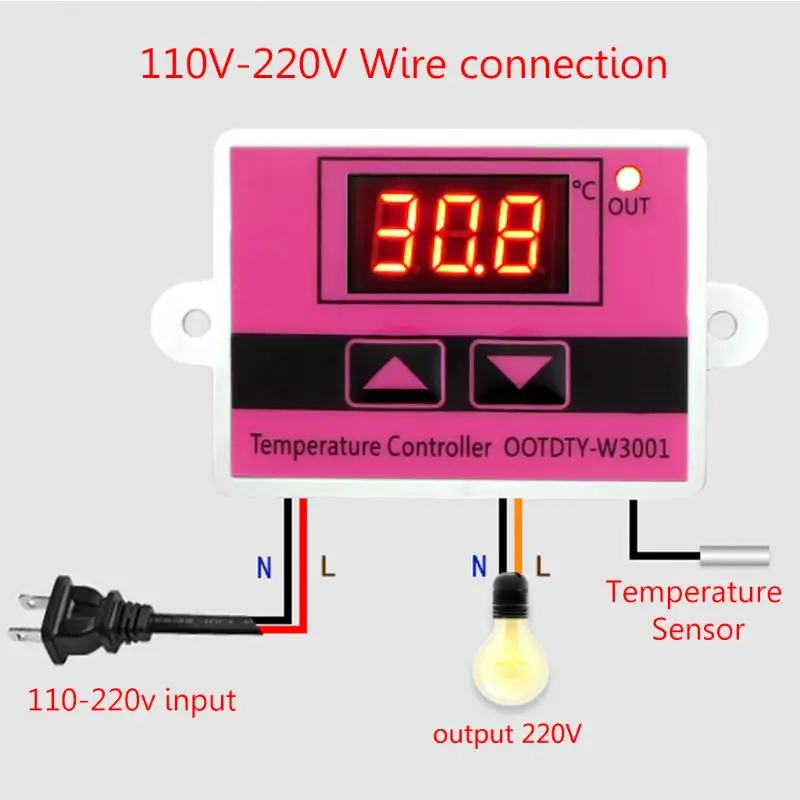 

W3001 AC 110V-220V Temperature Controller Thermostat Switch Digital LED Display