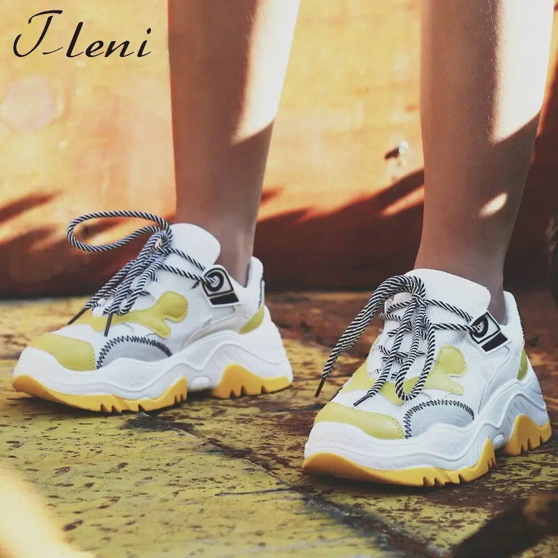 

Woman Sneaker Shoes Breathable 2018 Sneaker Sewing Mixed Colors Autumn Spring Heels Lace-Up running Shoes ZK-22