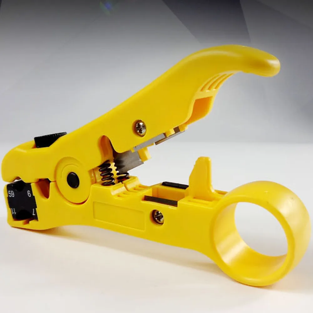 Flat or Round UTP Cat5 Cat6 Wire Coax Coaxial Stripping Tool Universal Cable Stripper Cutter (6)