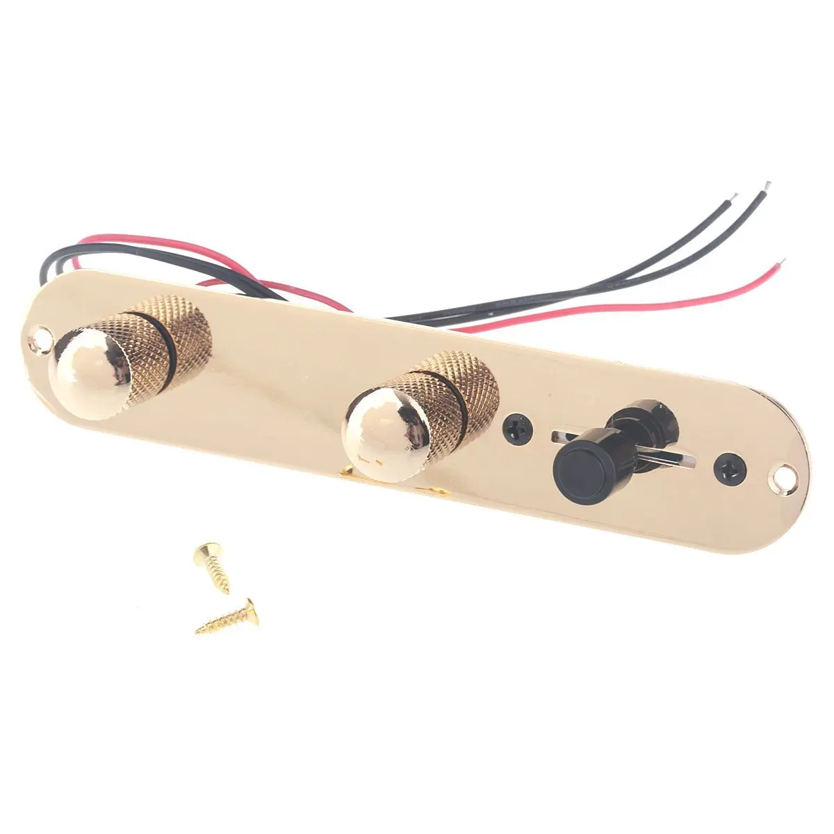 

Prewired 32MM Width Control Plate 3 Way Loaded Switch Wiring Harness Knobs for Guitar, Gold