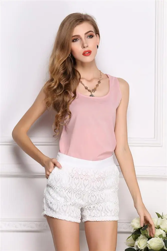 Модная брендовая женская блузка Летний шифон без рукавов рубашка однотонная Повседневная блуза свободного кроя размера плюс женский топ - Цвет: 208 Pink
