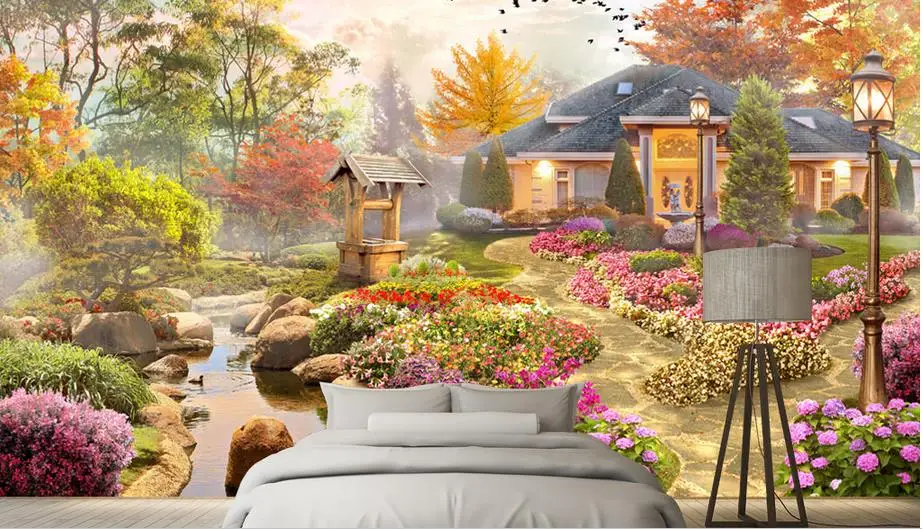 

3d mural wallpaper custom photo wall murals Garden Villa View wallpaper non-woven wallpaper for walls bedroom wallpaper
