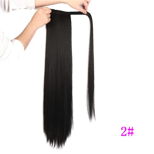 Сури волосы 24 ''длинные шелковистые прямые хвосты на заколках синтетический конский хвост термостойкие накладные волосы для наращивания обертывание круглые накладные волосы - Цвет: #2