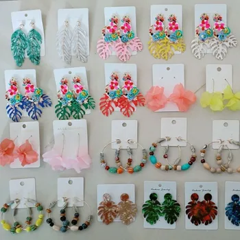 

JURAN 2019 Hot Acrylic Resin Leaves Dangle Earring For Women Fashion Tortoiseshell Geometry Acetate Party ZA Jewelry Brincos