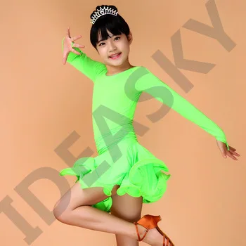 sexy latin dance dresses competition dress for girls kids child kid costumes ballroom dancing dresses children red  cha cha wear