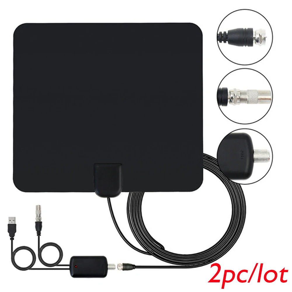 2pc/lot wholesale price Indoor TV Antenna High Gain Amplifier HDTV Digital TV Signal Reception