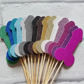 

glitter penies birthday bachelorette cupcake toppers party Appetizer Picks wedding Anniversary doughnut toothpicks