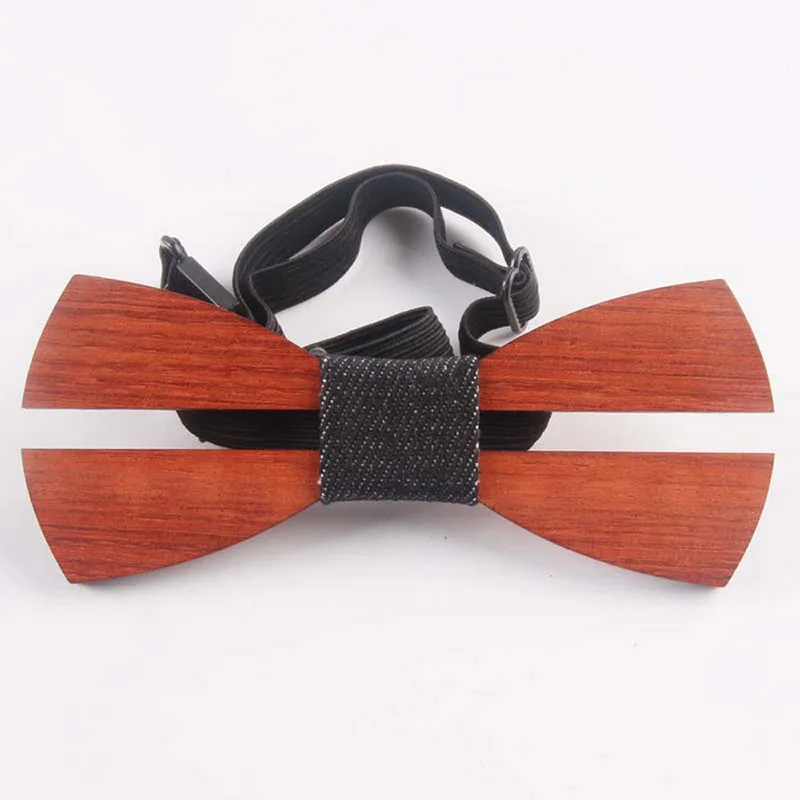 Men Handmade Wooden Bow Tie with Adjustable Strap for Anniversary Birthday Wedding NGD88