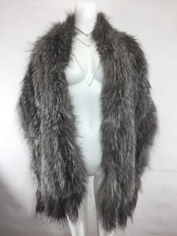 Silver fox fur shawl collar crochet scarf handmade wrap neckwarmer bridal shawls and wraps Party Wedding | Женская одежда