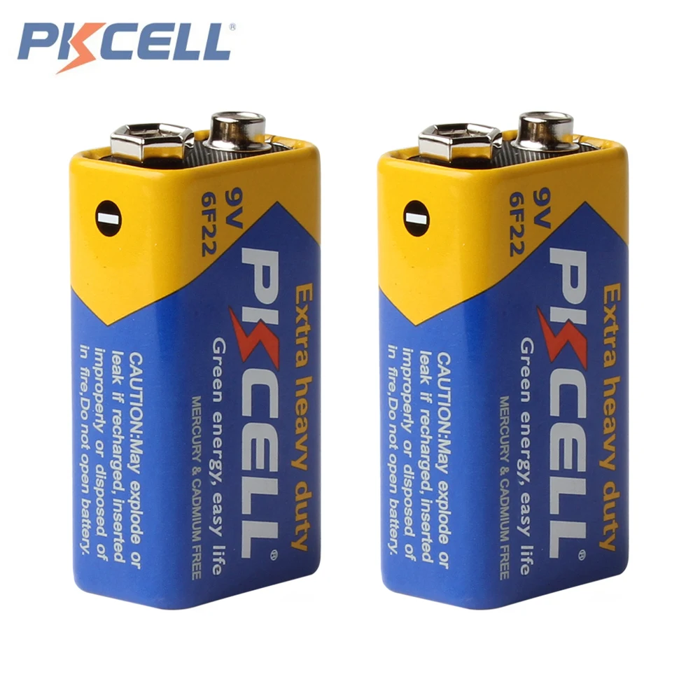 

Pkcell 9V 6F22 Prismatic Batteries Super Heavy Duty Single-use Battery Bateria Dry Zinc Carbon Battery for Remote Control Toys