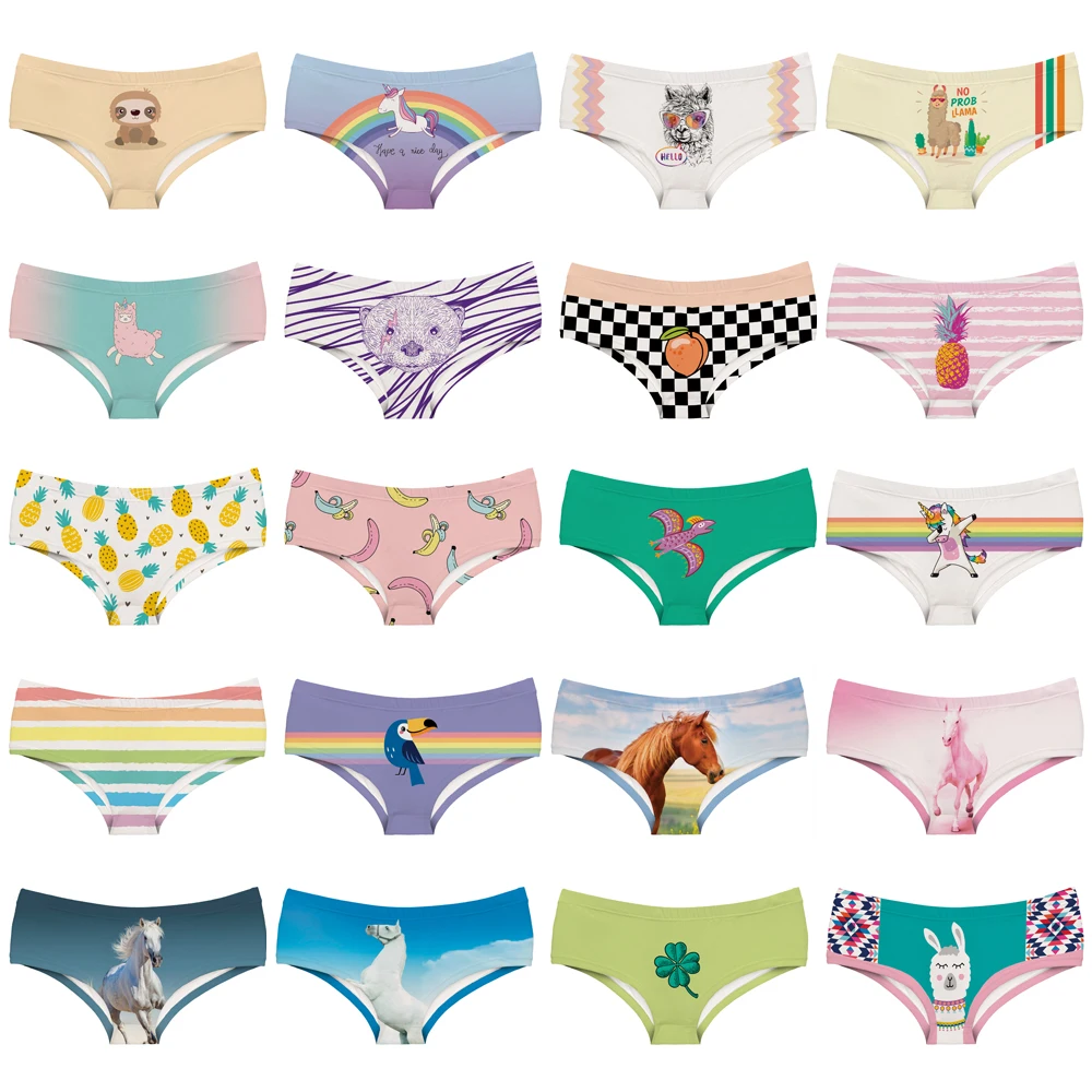 

LEIMOLIS Cartoon Unicorn Animal funny print sexy hot panties female kawaii Lovely underwear push up briefs women lingerie thongs