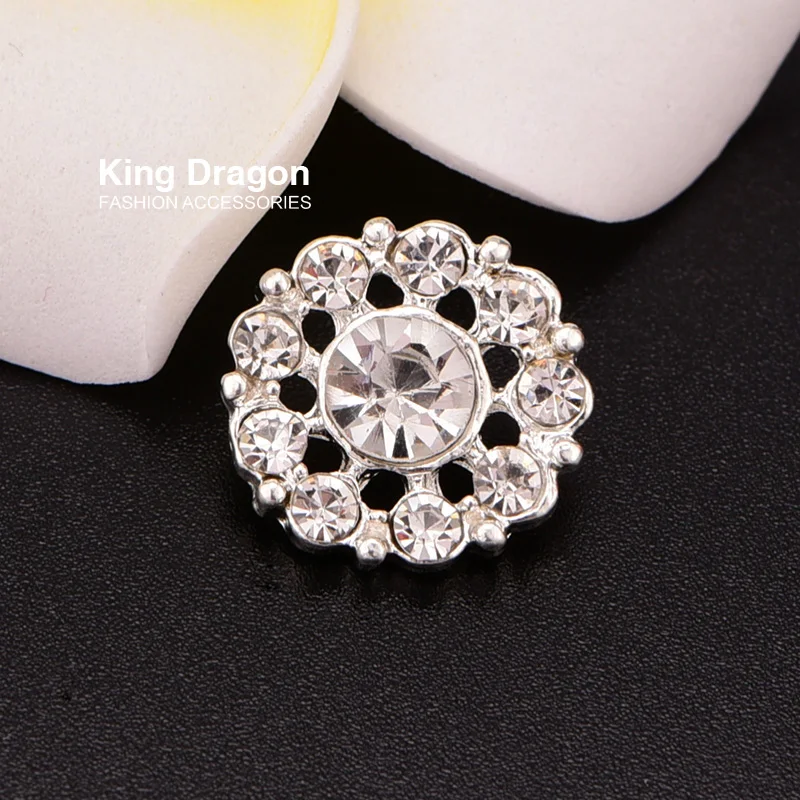 

Rhinestone Button Sew-on Buttons With Loop 50PCS/Lot 15MM Silver Color KD94