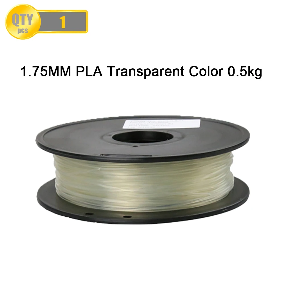 Transparent Color 3D Printer Filaments PLA 1.75mm/0.5kg Plastic Rod Ribbon Consumables Material Refills For MakerBot/RepRap/UP yellow color pla 1 75mm 1kg spool 3d printer filaments for makerbot reprap up golden
