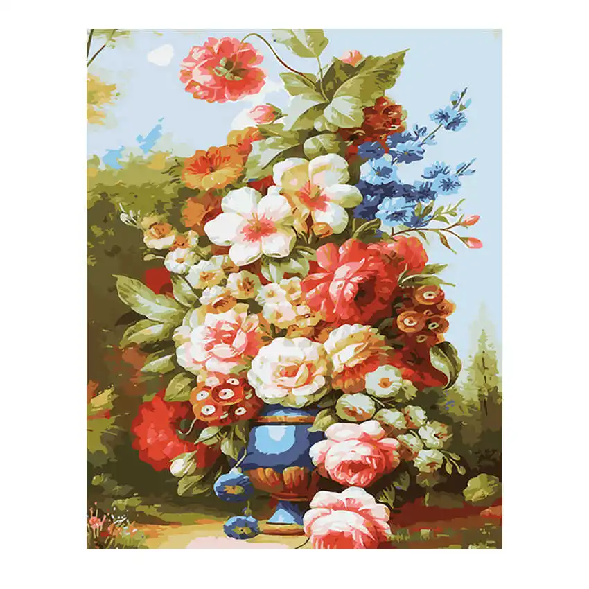 

RIHE Blooming Flower DIY Painting By Numbers Vase Paint Kits Drawing With Brushes Wall Art Suitable For All Skill Levels 40x50cm