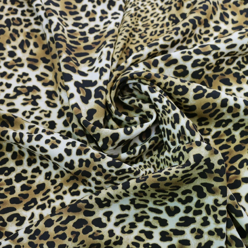 

Africa leopard fabric stretch chiffon material for dress shirt