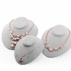 3 размер серый бархат ожерелье Бюст ожерелье держатель дисплея ювелирных изделий держатель ожерелье стенд ожерелье бюст