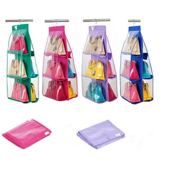 

Large Capacity 6 Pockets Hanging Storage Bag Purse Handbag Tote Bag Storage Organizer For Women Lady