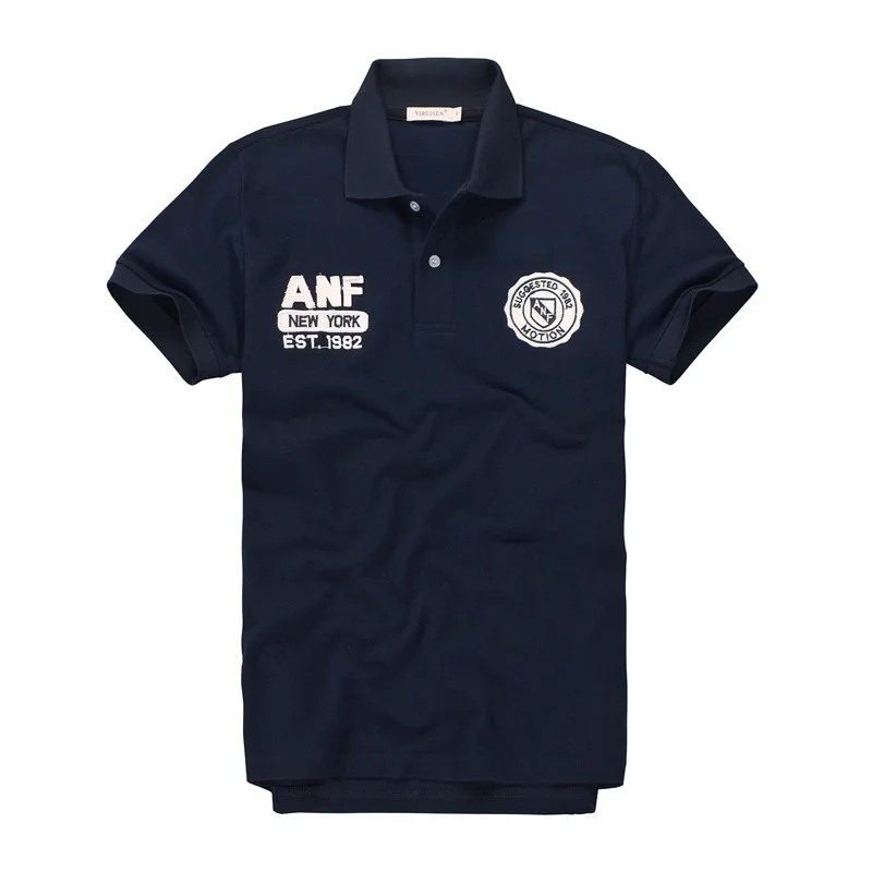 

Classic Summer Short Sleeve Cotton Men Polo Af Embroidery Turn Down Collar Tops High Quality Casual Outfits Shirts Oversized