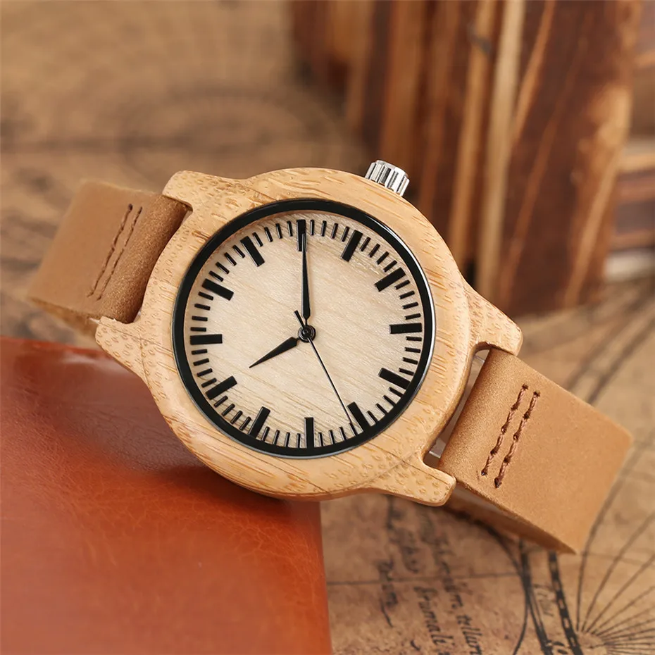 YISUYA Bamboo Watch Women Creative Nature Wood Ladies Watches Gift Simple Genuine Leather Band Wristwatch 2017 New Arrival  (2)