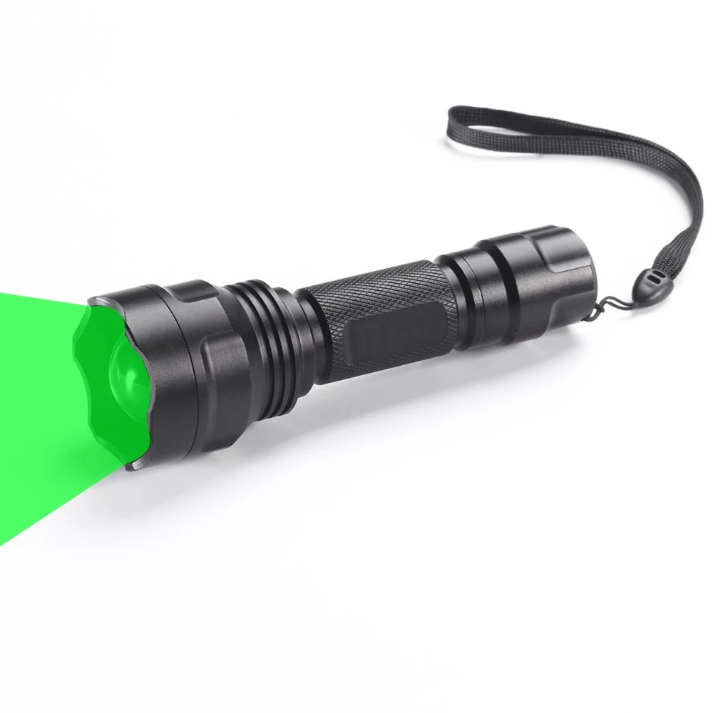 Черный Охотничий Тактический фонарик XP-E2 520-535nm выдвижной для кемпинга