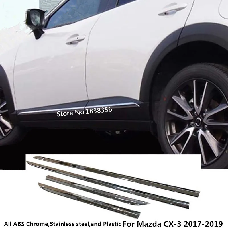 For Mazda CX-3 2016-2018 ABS Chrome Side Door Body Molding Trim Strips Protector