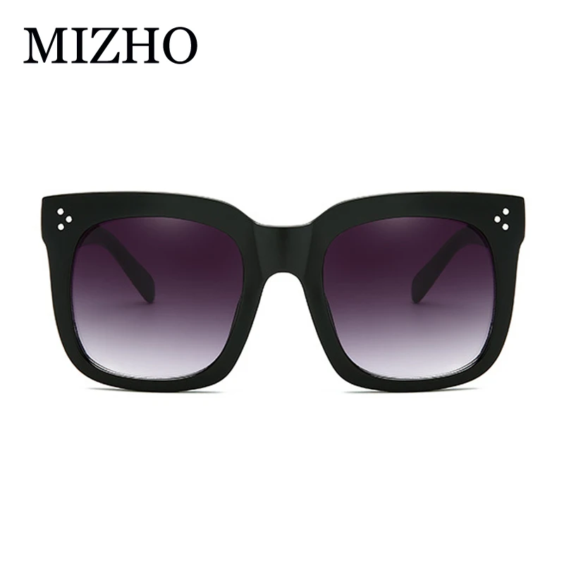 MIZHO Retro Quality Sunglass Lady Oversized Flat Top Eyewear Gradient UV400 Lunette Luxury Brand Sunglasses Women Mirror Rivet