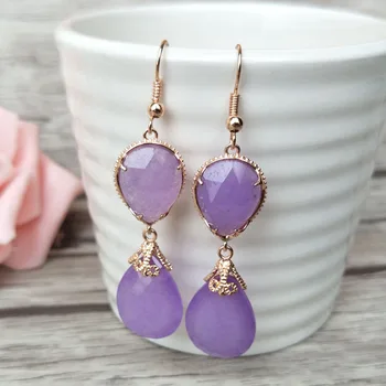 

wholesale 5 Pairs Water Drop Shape opal Crystal Earrings,Dangle Earrings Gem stone Jewelry Druzy ER310