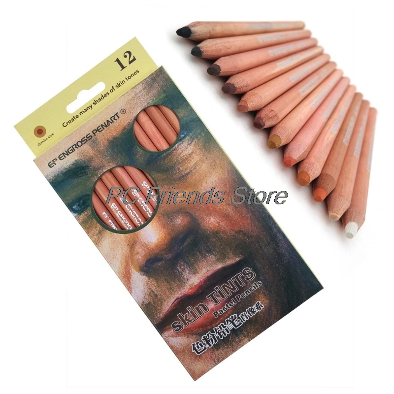 

12Pcs Professional Soft Pastel Pencils Wood Skin Tint Pastel Colored Pencil-PC Friend
