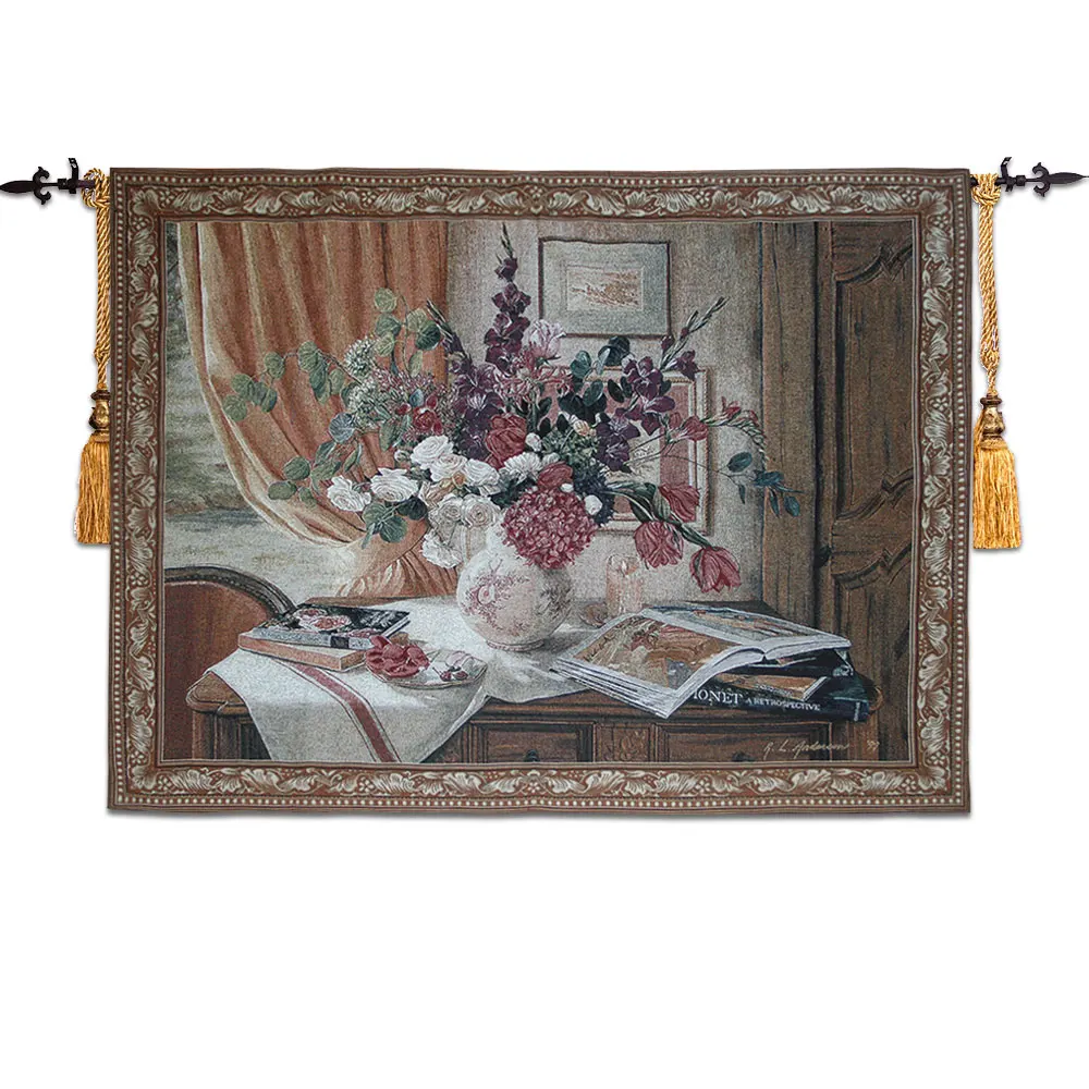 100*140 Aubusson wall hanging tapestry antique furnitur medieval mural living room wall picture rose still life home fabric