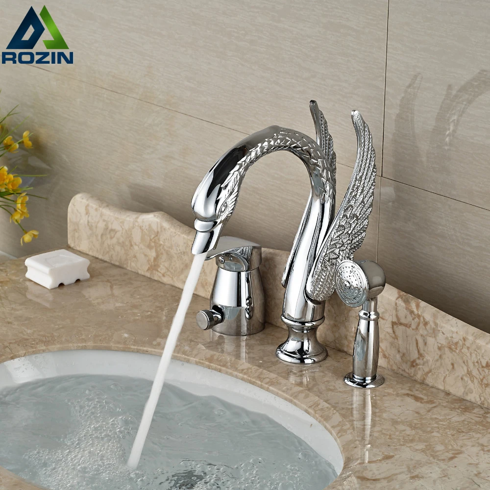Buy High end Brass Swan Bathtub Mixer Faucet Deck