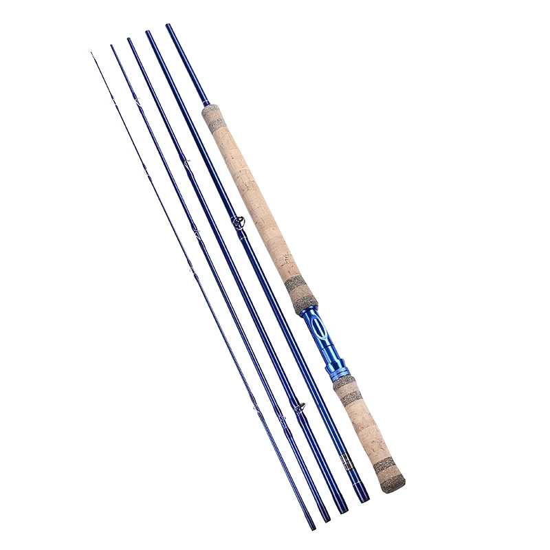 Fly Fishing Rod 5 Sections 11.2ft  6/7#7/8#8/9# Saltwater/Freshwater Blue Fly Rod with A-grade corkwood handle Carp rod