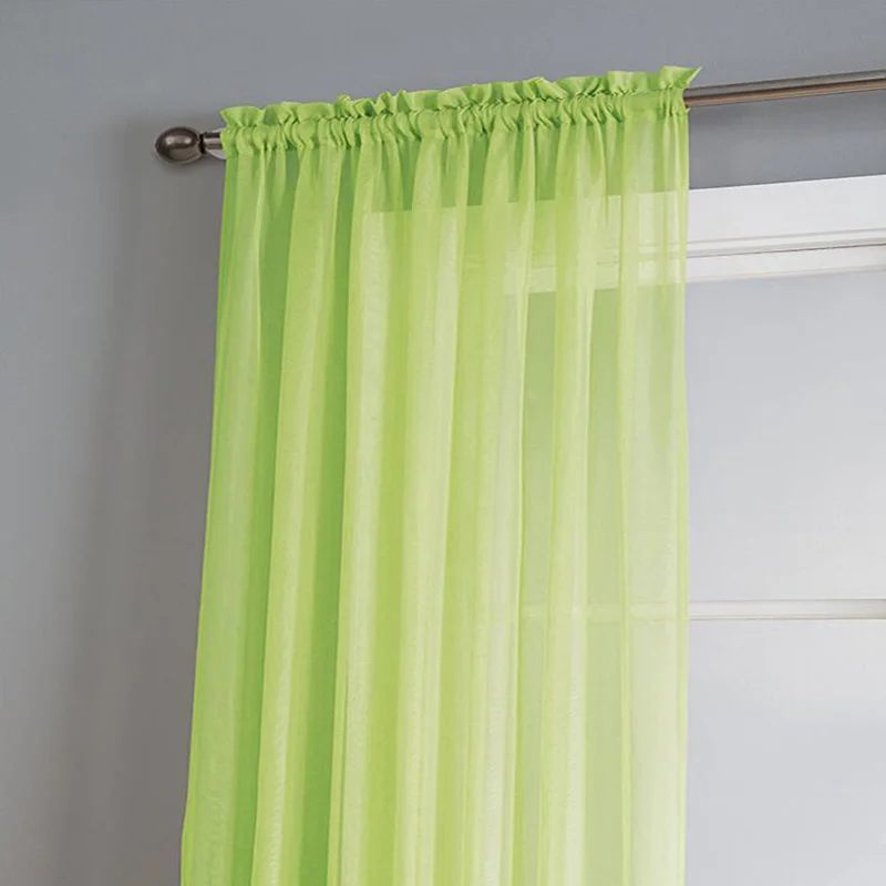 Сплошные шторы ENHAO из пряжи, оконные тюлевые шторы для гостиной, спальни, кухни, современные сплошные шторы, обработанные вуалью, драп - Цвет: green
