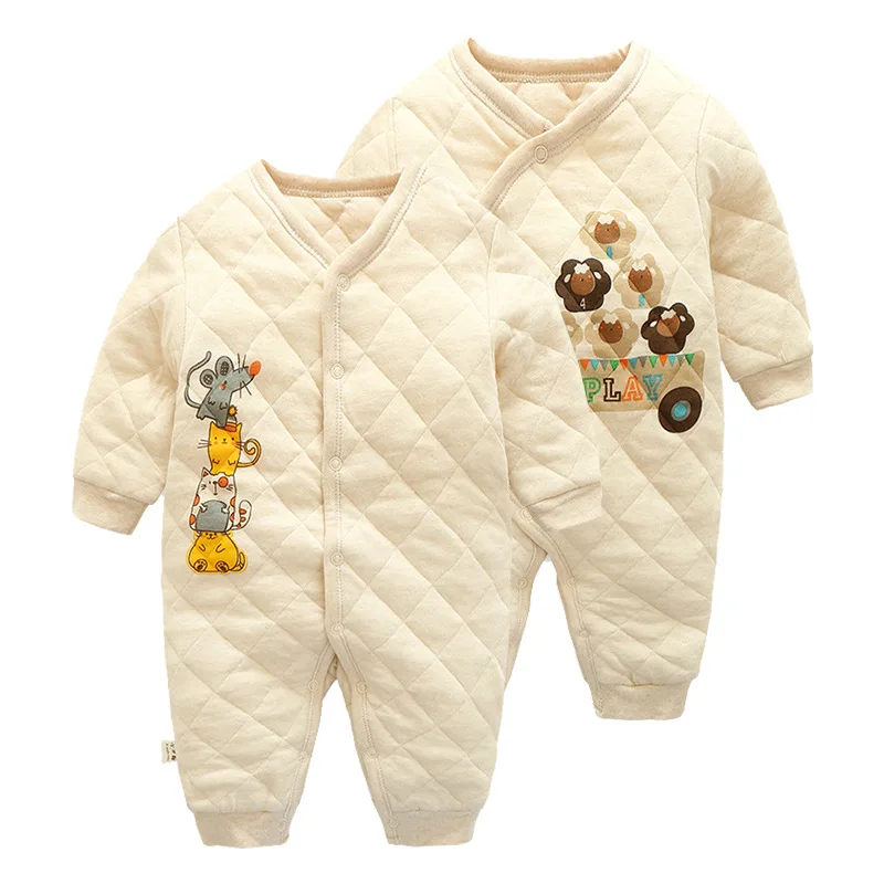 

2018 spring winter Organic cotton baby rompers 100% safe for newborn baby jumpsuit 0-24M 2 colour infant costumes for spring