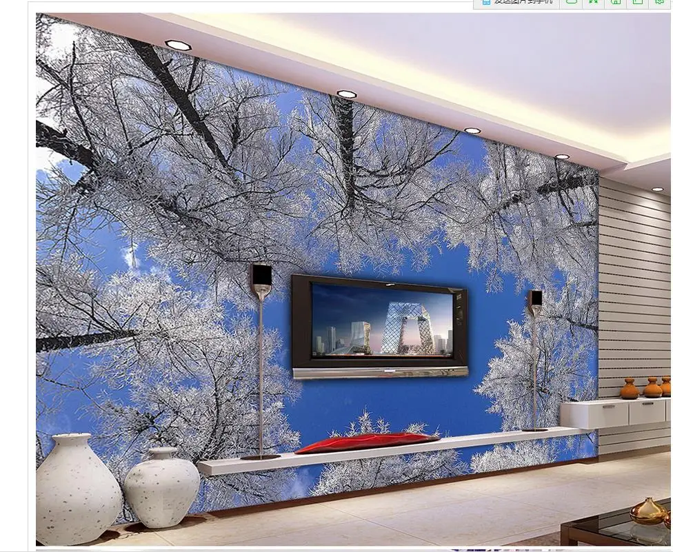 Avoir Images Papier Peint 3d Personnalise Nature Bois Bleu Ciel Fond Mur Salle actualisé salutations