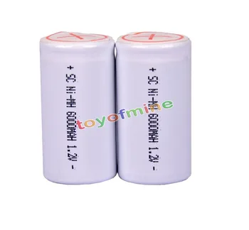 

2x Sub C SubC With Tab 6000mAh 1.2V Ni-MH Rechargeable Battery White High Power