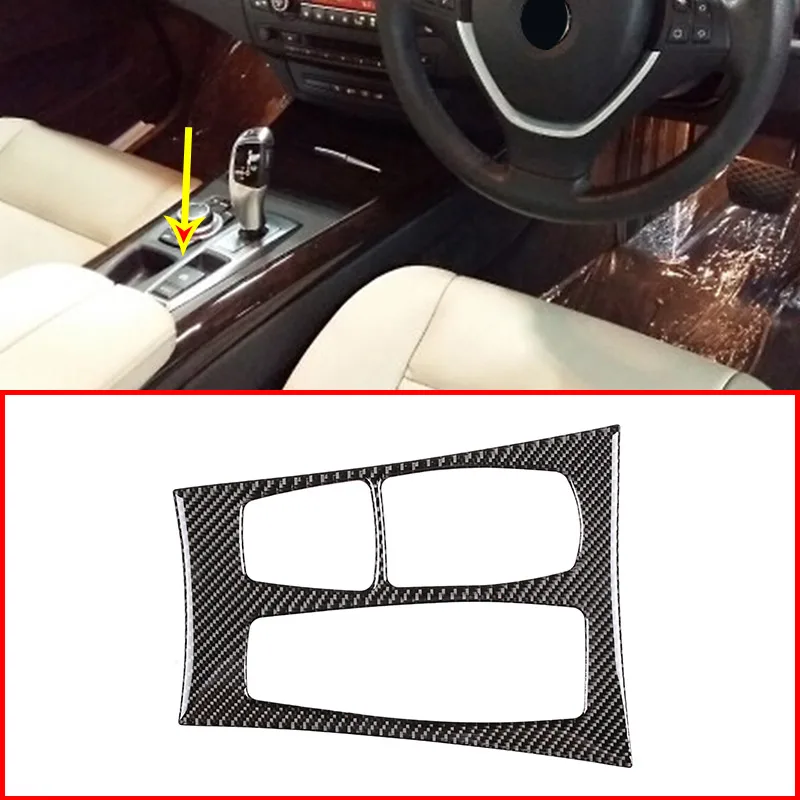 Car Carbon Fiber Gear Shift Box Cover Trim Decor For BMW X5 X6 E70 E71 LHD 10 13 Car Carbon Fiber Gear Shift Box Cover Trim Decor For BMW X5 X6 E70 E71 LHD 10 13