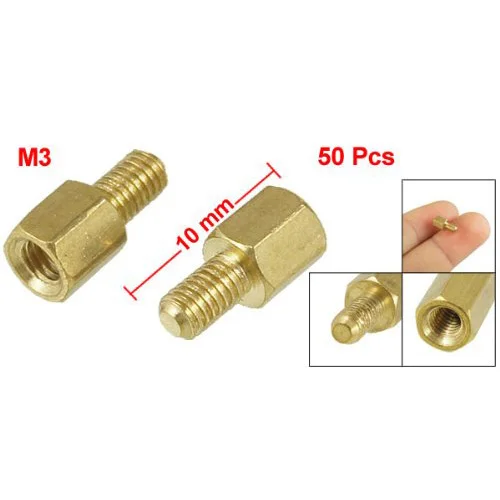 MYLB-50 шт. латунные винтовые стойки pcb шестигранные прокладки M3 Мужской x M3 Женский 5 мм