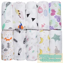 Бамбуковое хлопковое муслиновое детское одеяло для новорожденных с изображением фламинго из мультфильма; детское банное полотенце; детское постельное белье