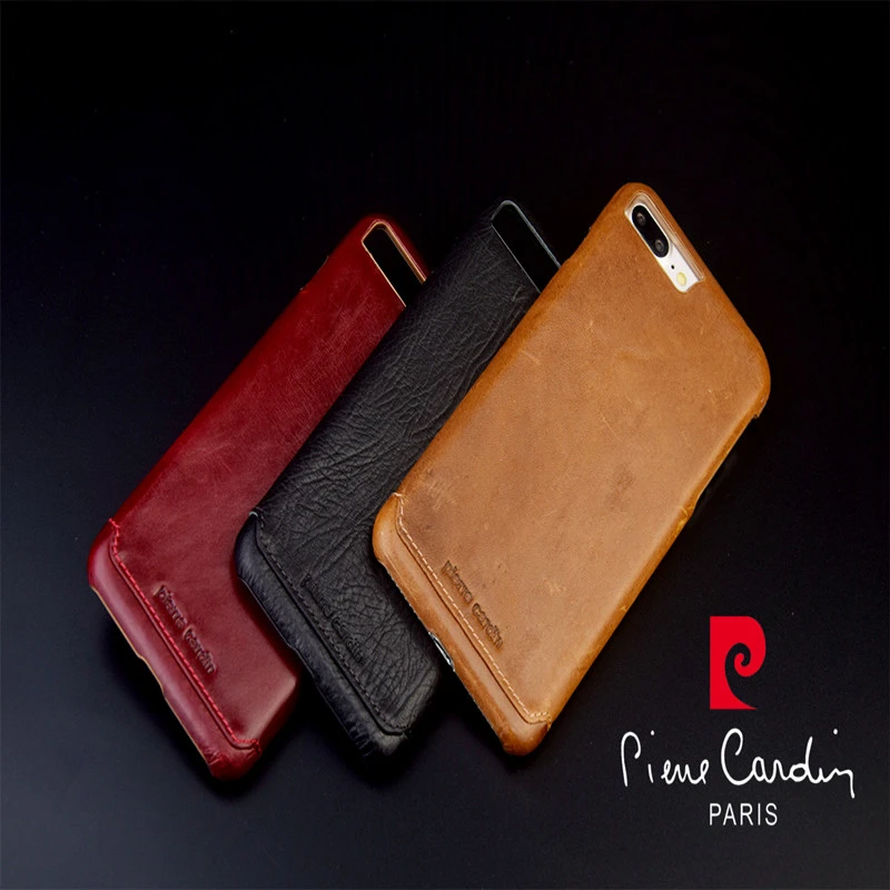 Pierre Cardin Genuine Leather Cover Hard Back Case For Apple iPhone 8 8 Plus 5.5 