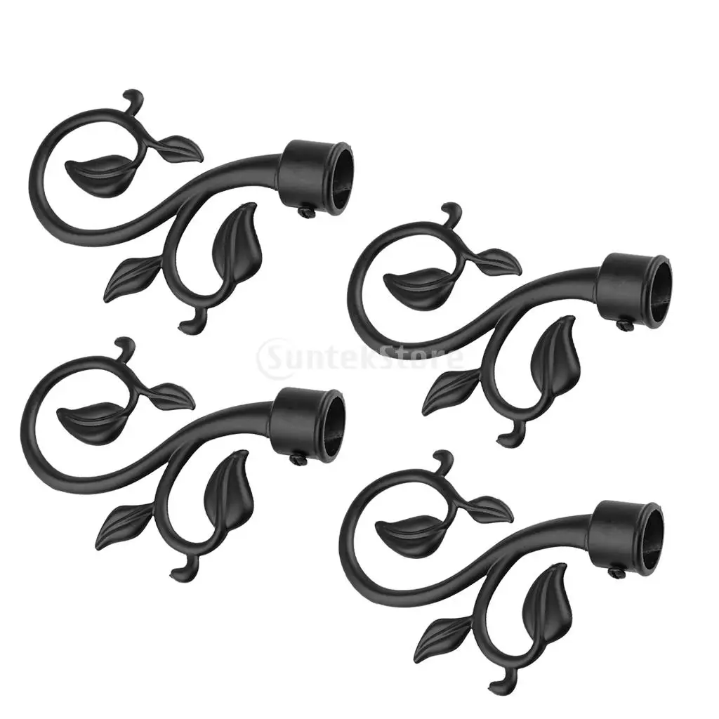 

4Pcs Curtain Decorative Pole/Rod Finials Ends Heads Caps Rod Kits Black