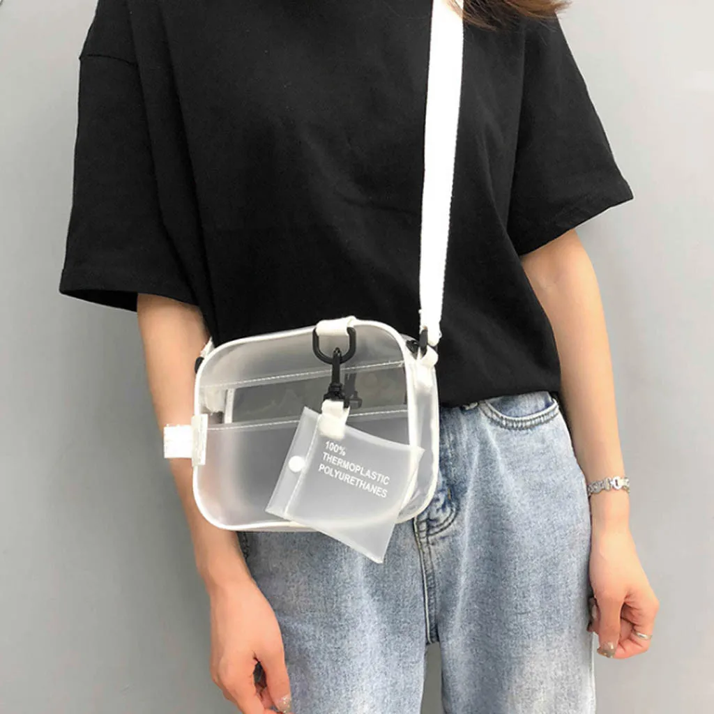 

Ladies Fashion Solid Color Handbag Jelly Package Transparent Diagonal Package Emballage diagonal transparent de couleur unie