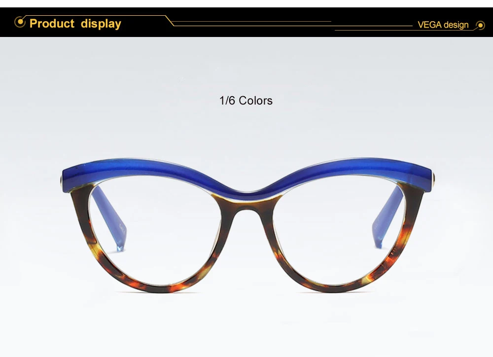 VEGA New Fashion CatEye Glasses Frame Ladies Women Eyeglasses Frames Women Cat Eye Brand Design Clear Lenses Black Leopard 214 (6)