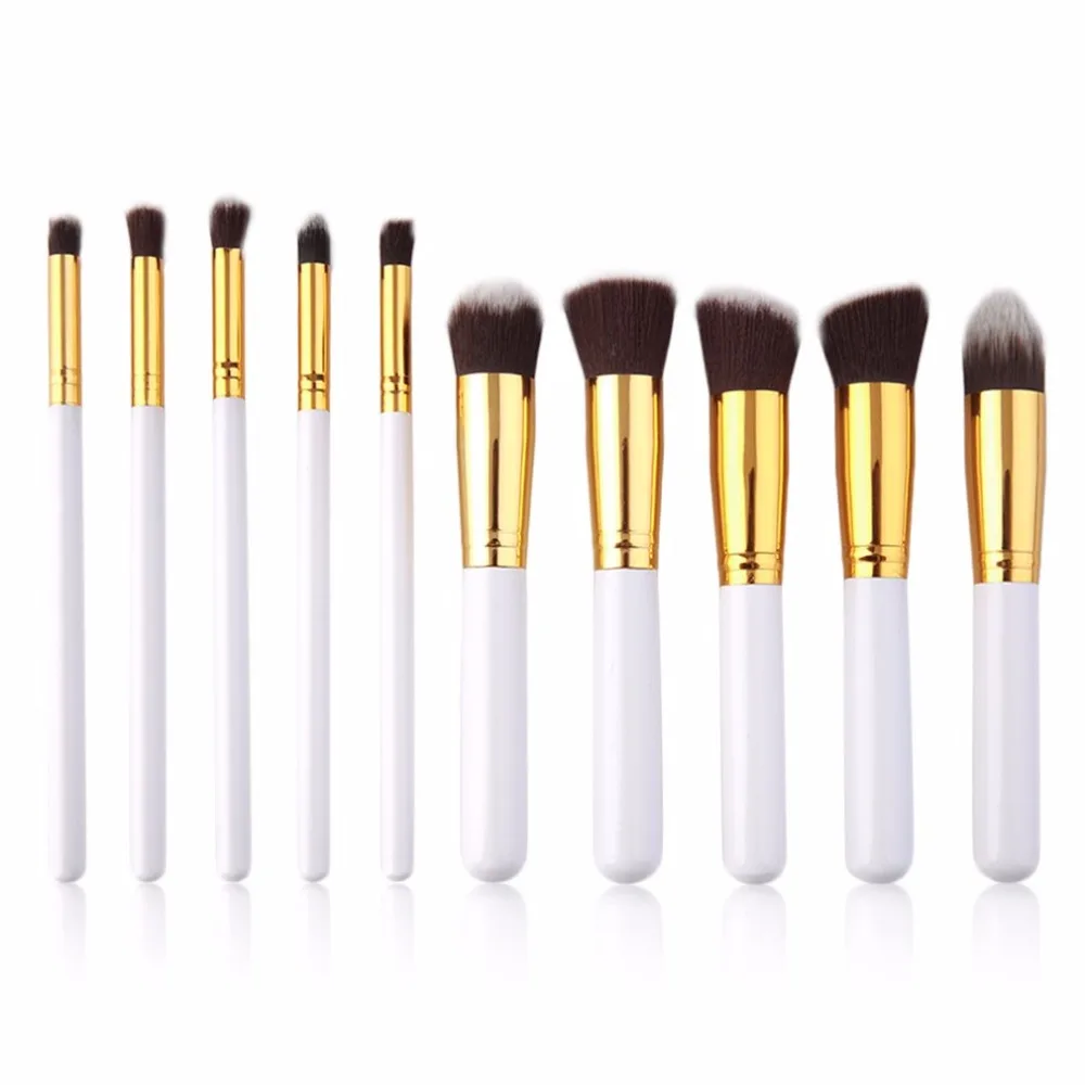 

10pcs Professional Makeup Brushes Set Aluminum&Wood Handle Soft Bristle Hair Powder Foundation Cosmetics Make Up Brush Tool new