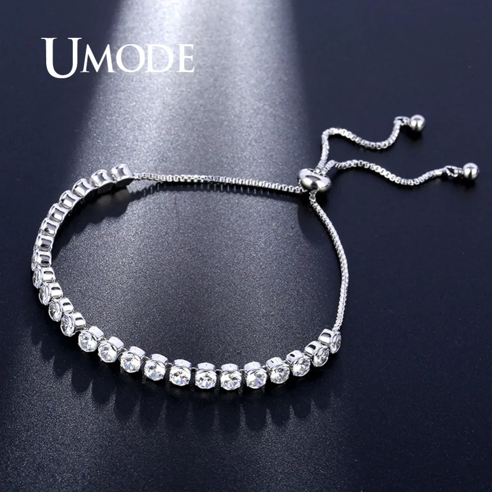 UMODE 4 مللي متر/3 مللي متر خمر واضح تشيكوسلوفاكيا حجر رقيقة النساء سوار للتنس الإناث العصرية قابل للتعديل سلسلة مجوهرات إكسسوارات فتيات UB0129