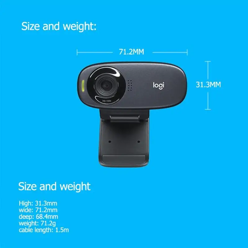 Компьютерная веб-камера logitech C310, 720 p, 30 кадров в секунду, HD USB 2,0, веб-камера для ноутбука, настольного ПК, встроенный микрофон с шумоподавлением