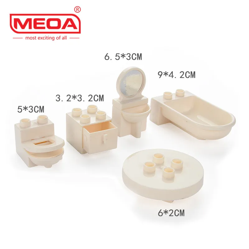 

Doplo Big Size Building Block Shower Room Set/Wardrobe/kettle Set Wathroom Theme Bricks For Children Toys Compatible With Duplo