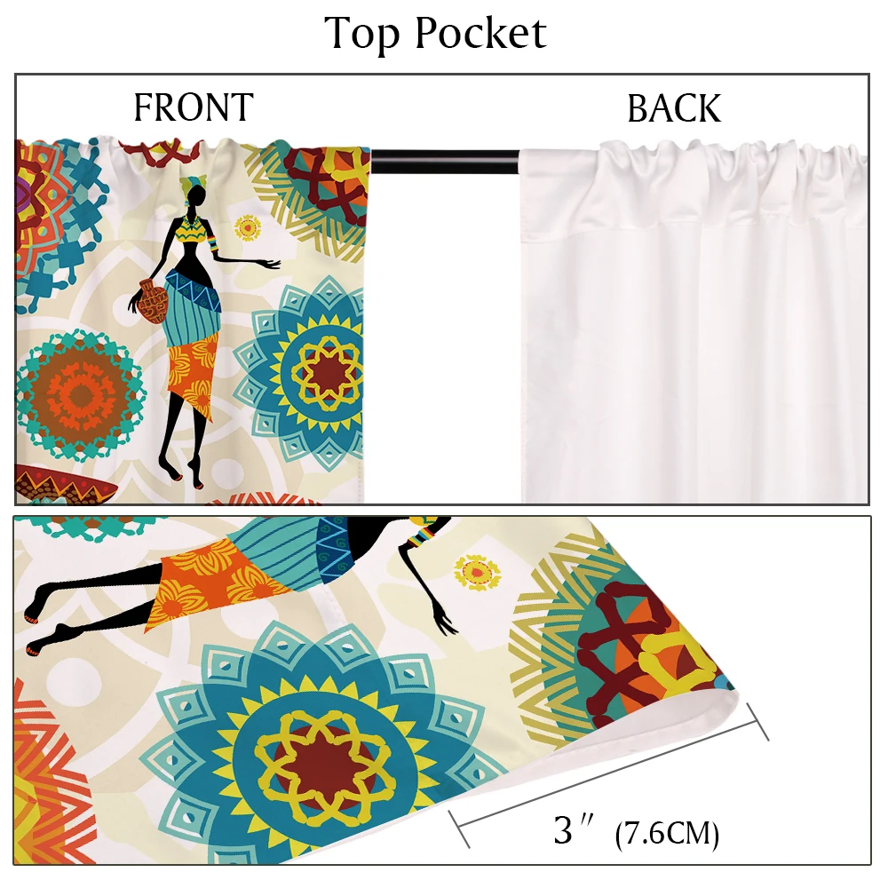 Декоративная оконная занавеска Miracille в африканском стиле, Современная светонепроницаемая 3D печать, занавеска для спальни, этническое украшение для дома, верхний карман