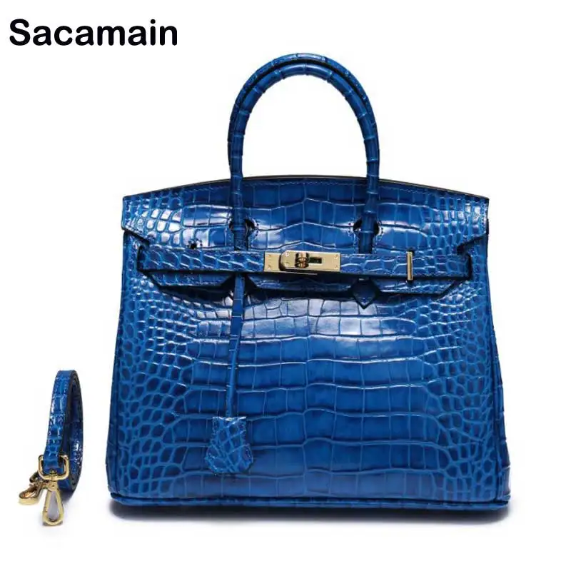 

Crocodile Pattern Platinum Bag Cow Leather Shoulder Totes Luxury Handbags Women Bags Designer Genuine Leather Handbags Gift
