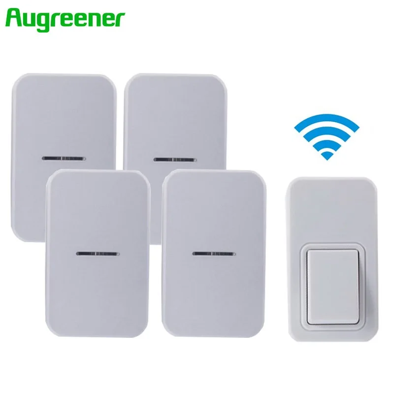 

2017 Newest EU Waterproof Wireless Doorbell 220V Home Romote Electric Door Bell LED Light Wireless Bell 1Transmitter+4 Receivers
