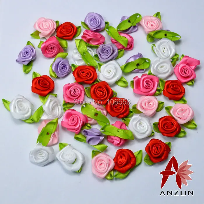 

50pcs 2cm Handmade satin flower mini rose buds for cloth applique,diy craft scrapbooking accessories,decoration garland,hair